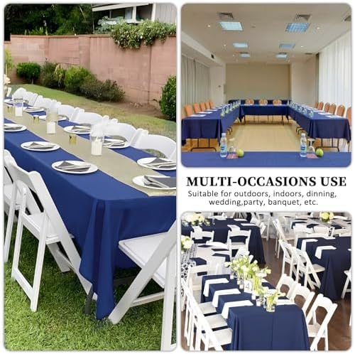 8 Pack Navy Blue Tablecloth Rectangle 60 x 126 Inch for 8 Foot Tables - Image 6
