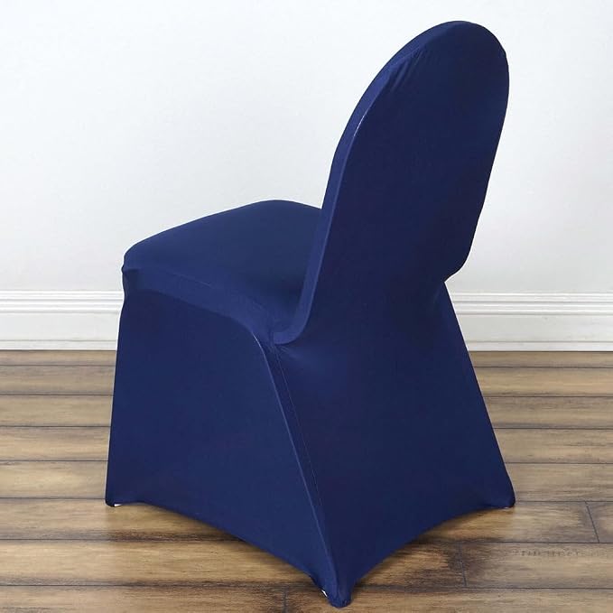 Tableclothsfactory 100 PCS Navy Blue Stretchy Spandex Fitted Banquet Chair Cover Dinning Event Slipcover for Wedding Party Banquet Catering by TABLECLOTHSFACTORY