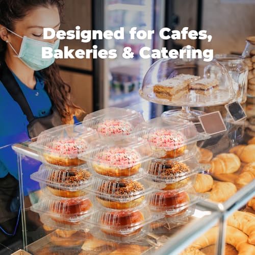 Fit Meal Prep 500 Pack 5.3 x 5.2 x 2.5 Inches Clear Hinged Plastic Containers, Clamshell Take Out Containers, Bakery To Go Disposable Plastic Container, Ideal for Sandwiches Hamburger Salads Cake - Image 7