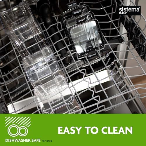 Sistema Tritan Ultra Airtight Pantry & Kitchen Storage Containers, 3-Pack, Clear Stackable Square Food Storage, BPA-Free, Dishwasher & Freezer-Safe (Microwave-Safe Without Lid) - Image 5