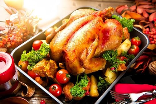 Generic Roasting Pan Stainless steel Roasting pan Turkey Roasting pan with grill Rectangular grill suitable for Turkey, roast chicken and ham (14x10.4x2.8in), Silver - Image 3