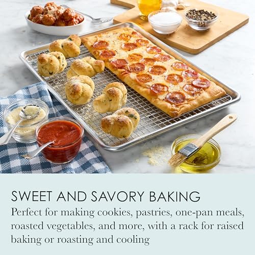 Chicago Metallic Baking Sheet and Nonstick Cooling Rack Set | Large Half Sheet Pan with Wire Rack, Heavy-Gauge Recycled Aluminum, Even Heat Distribution, Oven Safe, Hand Wash - Image 3