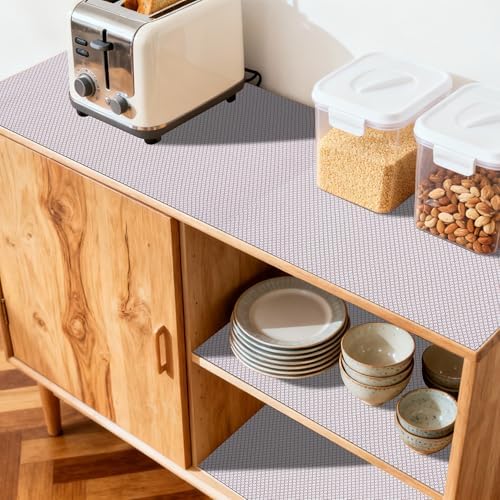 FIFTY FEET 12"x120" Non-Adhesive Shelf Liner for Kitchen Cabinets and Drawers, Washable Non-Slip PVC Cabinet Liner (Red Circle)(8 Roll) - Image 3
