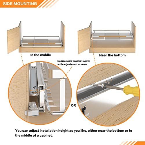 SANNO Pull Out Cabinet Organizer, Cabinet Shelf Kitchen Under Sink Shelf, Expandable Drawer Shelves with Sliding, Steel Metal Cabinet Drawers Slide Out, Chrome Finish - Image 3