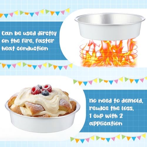 Yinder 8 oz Disposable Creme Brulee Ramekins with Lids, 4 Inch Mini Pie Tins Aluminum Foil Pie Tart Cake Baking Pans Individual Round Containers Oven Safe(White,120 Pcs) - Image 6