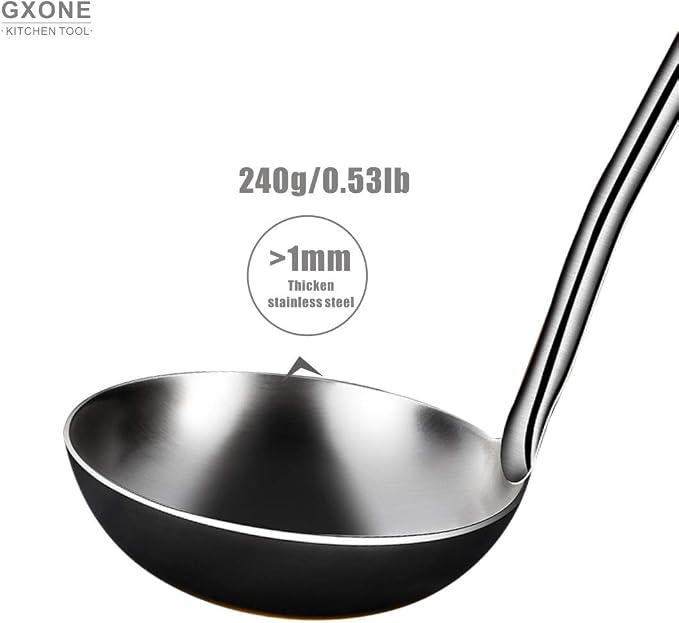 Soup Ladle,304 Stainless Steel Cooking Ladle with Wooden Handle,14.6Inch - Image 4