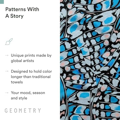 GEOMETRY Spring Kitchen Towels - Quick Dry Microfiber Cloth Spring & Summer Dish Towels for Kitchen Drying - Premium Quick Dry Towel - Blue Garden Wings, 18" x 30" - 1-Pack - Image 5