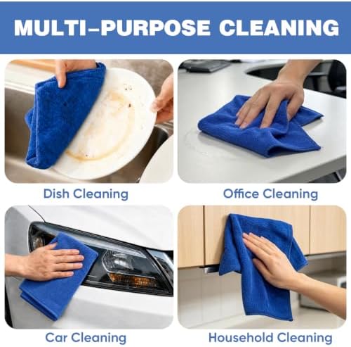 TEAWOO 10 PCS Navy Blue Microfiber Cleaning Cloths, Assorted Cleaning Rags - Image 5
