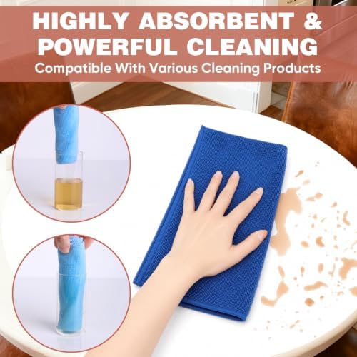 TEAWOO 10 PCS Navy Blue Microfiber Cleaning Cloths, Assorted Cleaning Rags - Image 3
