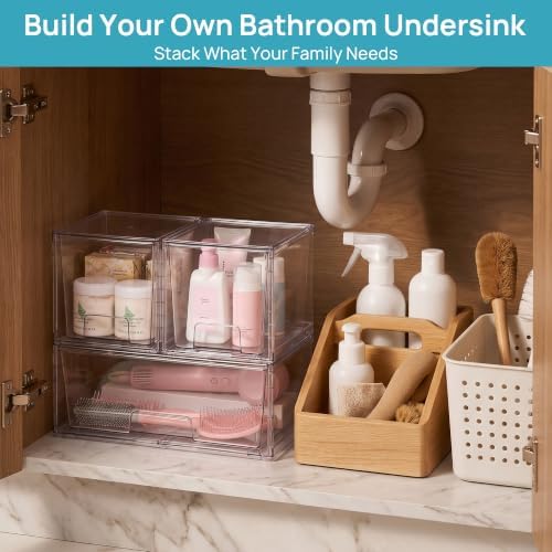 Vtopmart Clear Stackable Storage Drawers, 3 Pack Wide Organizer Set - Image 2