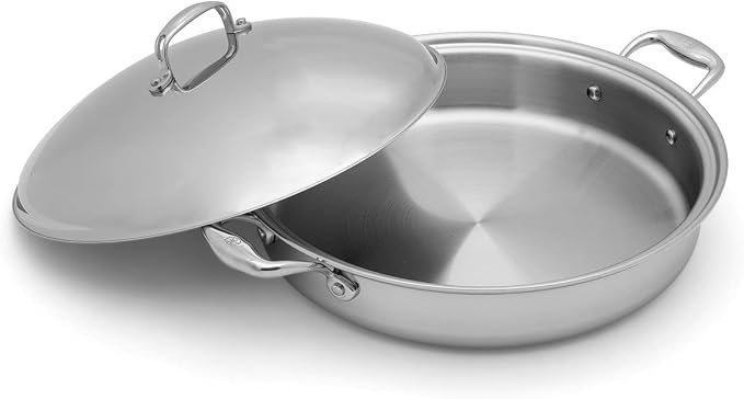 Heritage Steel 5 Quart Sauteuse Pan with Lid - Titanium Strengthened 316Ti Stainless Steel with 5-Ply Construction - Induction-Ready and Fully Clad, Made in USA - Image 2
