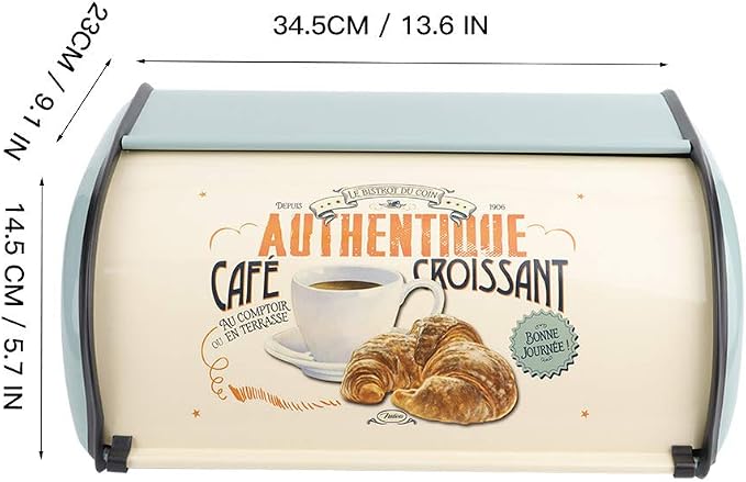 aqxreight Bread Box for Kitchen Storage Large Metal Container Holds Multiple Loaves Compatible with Most Bread Sizes in Blue - Image 2