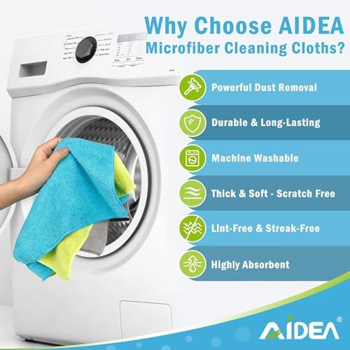 AIDEA Microfiber Cleaning Cloth-400PK, Microfiber Towels for Cars 12"x12" - Image 3