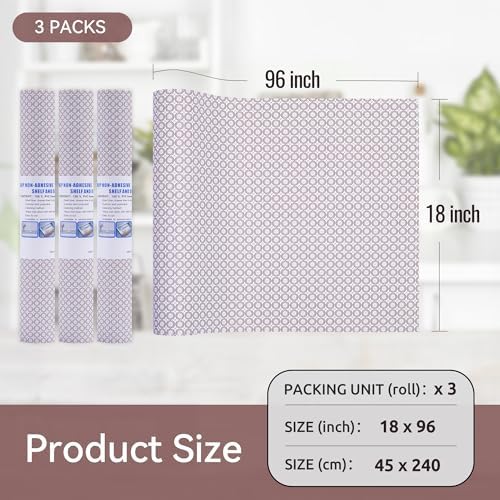 FIFTY FEET 18"x96" Non-Adhesive Shelf Liner for Kitchen Cabinets and Drawers, Washable Non-Slip PVC Cabinet Liner (Red Circle)(3 Roll) - Image 5
