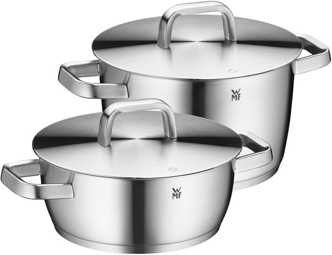 WMF Iconic Induction 2-Piece Saucepan Set with Metal Lid, Polished Cromargan Stainless Steel, Induction Pots Set, Uncoated by WMF