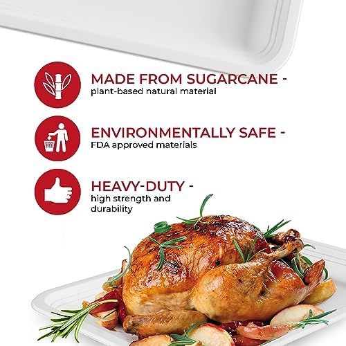 SPARGOS 14 Inch Disposable Food Trays, 50 Pack Crawfish Boil | 50 heavy duty 14-inch paper trays, compostable. For crawfish and seafood boil, lobster, crab, BBQ and holiday feasts. - Image 4