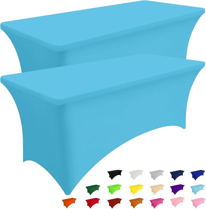 Smiry 2 Pack Spandex Table Cloth 4FT, Elastic Fitted Blue Mist Tablecloth by Smiry