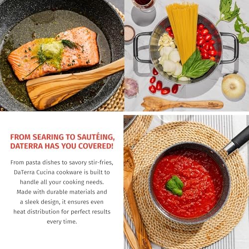 Nonstick Small Pasta Bundle – 2.6 Qt Saucepan with Lid, 9.5" Frying Pan, 5 Qt Dutch Oven with Lid – Induction Compatible, Oven Safe, Ceramic Nonstick, PTFE & PFOA Free Cookware Set – Made in Italy - Image 5