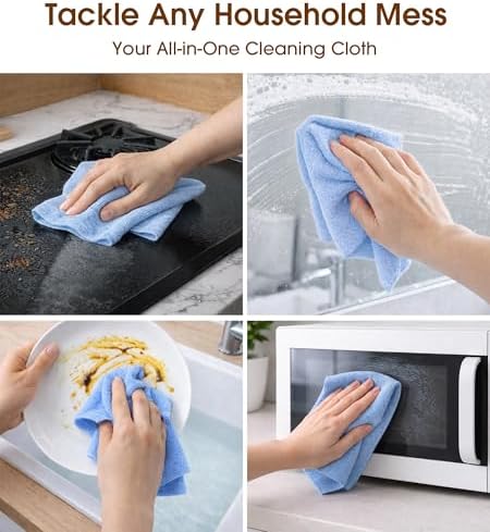 KitchLife Microfiber Cleaning Cloth Roll, 200 Pack - Tear-Away Microfiber Paper Towels, Lint-Free, Reusable, Washable for Kitchen, Car, Dishes, and Sensitive Surfaces (Blue) - Image 5