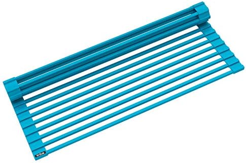 KRAUS Multipurpose Workstation Sink Roll-Up Dish Drying Rack, Colander and Trivet in Aqua, KRM-11AQ by Unknown