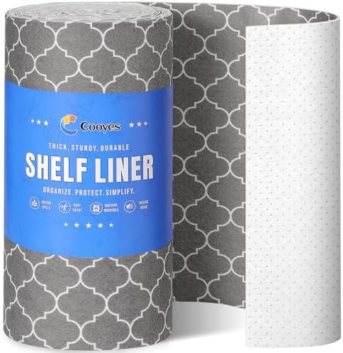 Cooyes French Door Refrigerator Liners 24" x 240", Absorbent Strong Grip Fridge Mats Machine Washable, Non-Adhesive Refrigerator Shelf Liner for Fridge Bins & Kitchen Cabinets, Gray by Cooyes
