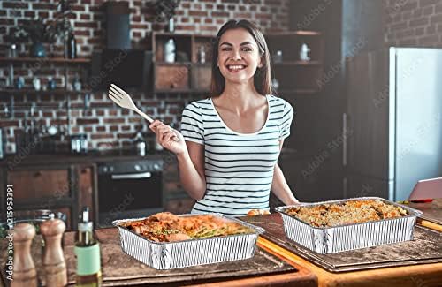 Diplastible Oblong Disposable Aluminum Pans with Lids - 100 Pack - 11x7x3 in 8-lb Pan with Foil Covers Perfect for Baking Cooking Food and Storage Container - Image 6