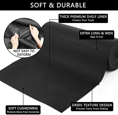 Foam Toolbox Liner Drawer Liner, Non-Slip Shelf Liners 16" W x 193" L Black - Image 4