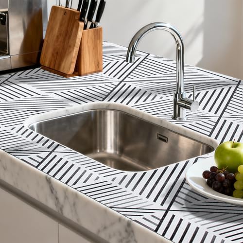 FIFTY FEET 18"x96" Non-Adhesive Shelf Liner for Kitchen Cabinets and Drawers, Washable Non-Slip PVC Cabinet Liner (Black Modern)(4 Roll) - Image 6