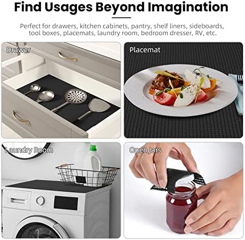 BAGAIL Non-Adhesive Shelf Liner, Thick Strong Grip Drawer Liners for Kitchen Cabinets, Heavy-Duty Easy Cut Cabinet Liners for Shelves, Pantry, Bathroom Cupboards - 24" x 20FT, Black - Image 7