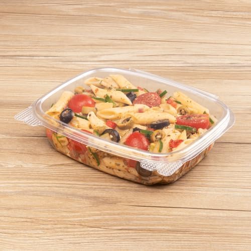 Karat 24oz - 200 ct PET Clamshell Square Deli Containers - For Pasta Salads, Fruit, Deli Sides, and Home Meal Prep - Clear Plastic Food Containers I 7.26"x6.2"x2.05" - Image 3