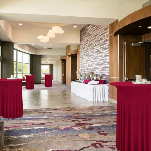 4 Packs Wine Red Round Cocktail Table Skirt 32"x 43" - Image 5