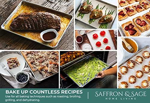 Commercial Quality 2 Pack Cookie Sheet and 2 Pack Rack - Aluminum Half Sheet Baking Pan and Stainless Steel Cooling Rack Set 13x18 Rust & Warp Resistant, Heavy Duty - Image 4