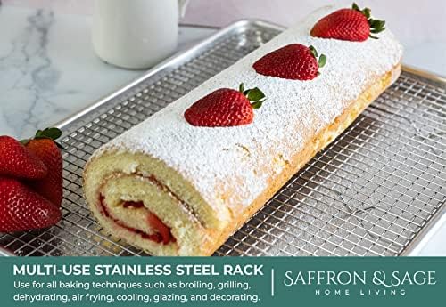 Commercial Quality 2 Pack Cookie Sheet and 2 Pack Rack - Aluminum Half Sheet Baking Pan and Stainless Steel Cooling Rack Set 13x18 Rust & Warp Resistant, Heavy Duty - Image 2