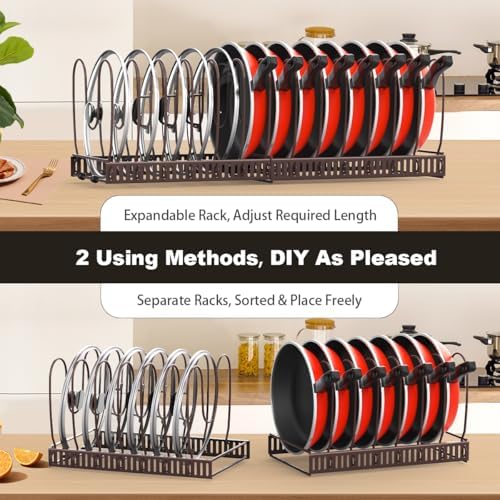 Housolution Pot and Pan Lid Organizer Holder Storage Rack, Bronze - Image 4