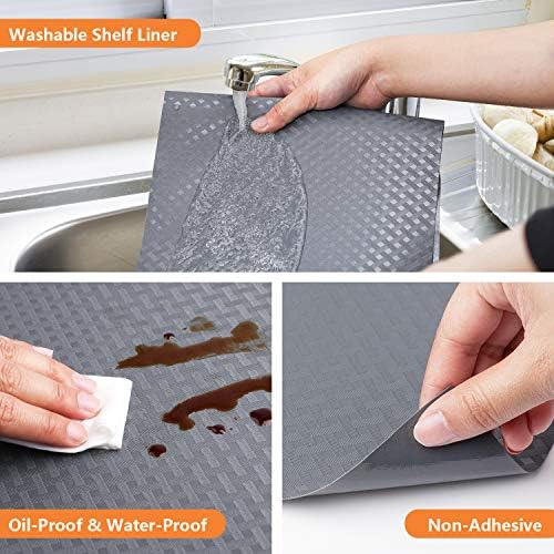 Shelf Liner Non Slip,Kitchen Cupboard Drawer Fridge Mat Gray 23.6"× 78.7" - Image 4