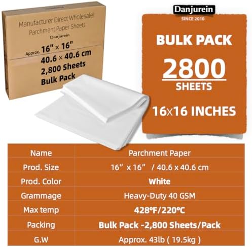 Commercial Grade 16x16 Parchment Paper - 2800 Bulk Sheets | Commercial Grade Non-Stick Food Grade 428°F for Bakery Pans, Pizza Crusts & Catering Bulk Baking - Image 2