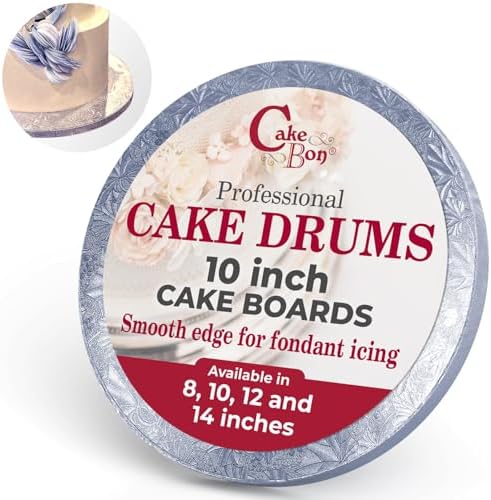 Cakebon Cake Boards 10" Silver Round Cake Drums 1/2" Thick Smooth Edge 12Pk | 10 Inch Cake Drum, Cake Drums 10 Inch, Base para Pastel, Cake Rounds, Cake Base Board, Cake Boards 10 Inch Round by Cakebon