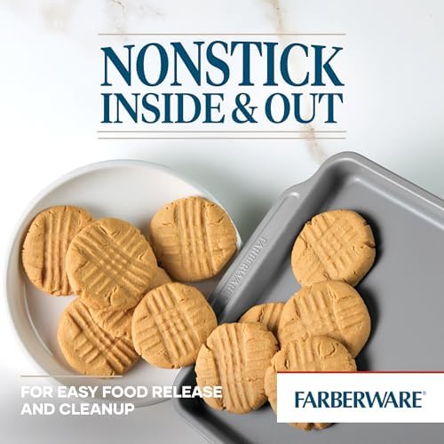 Farberware Steel Nonstick Baking, Includes Cookie, Loaf/Meatloaf, Cake Pan, 4 Piece Non Stick Bakeware Set, Gray - Image 4