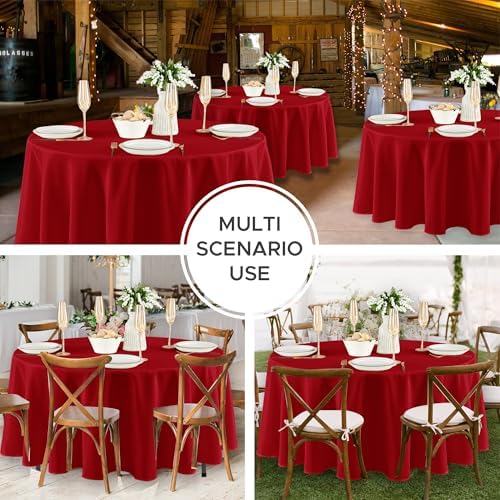 Fitable 8 Pack Red Tablecloths 120 Inch Round for 48"-96" Tables - Image 6