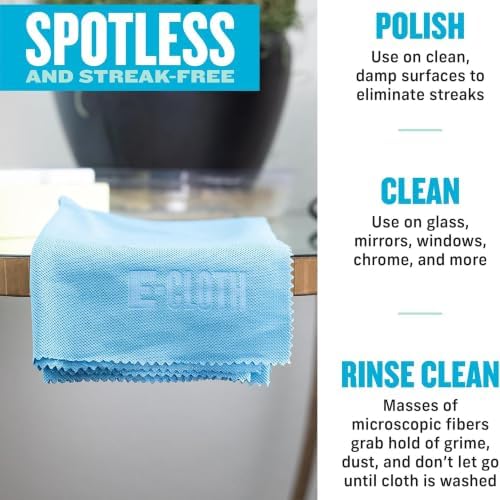 E-Cloth Glass & Polishing Cloths, Premium Microfiber Glass Cleaner, Great for Windows, Glass and Mirrors, Washable and Reusable, 100 Wash Guarantee, Assorted Colors, 8 Pack - Image 3