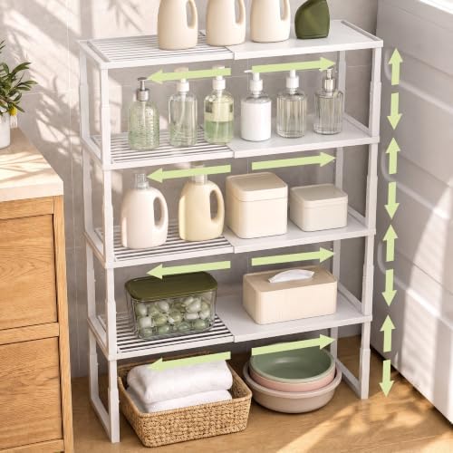 Cabinet Shelves, 4 Pack Stackable Shelves for Pantry Storage by HOFUSUSER