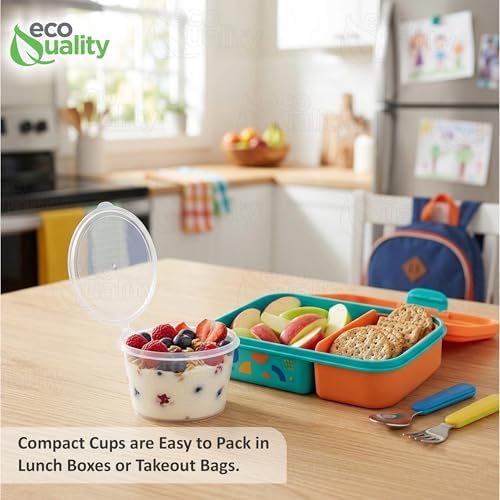 EcoQuality 5.5 Oz Leak Proof Portion Cups with Lids - Plastic Condiment Souffle Containers with Attached Hinged Lid - Perfect for Sauce, Sample, Slime, Jello Shot with Lids, Food Storage (700) - Image 6