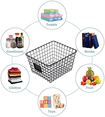 JUNCHU CHERRY 4 Pack【Large】 Wire Handmade Storage Basket for Organizing Household Goods,Pantry Organization,Bathroom countertop,Laundry,Wardrobe Storage Basket,Black - Image 2