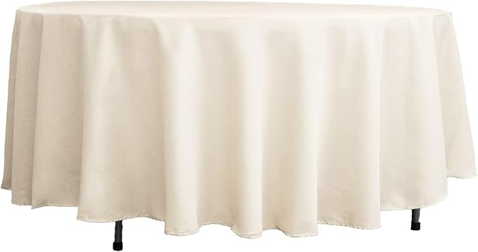 Balsa Circle 10 pcs 108 inch Beige Round Washable Polyester Easy-Care Tablecloth for Indoor and Outdoor Bridal Shower Wedding Table Buffet Table Parties Events Kitchen Dining by BalsaCircle