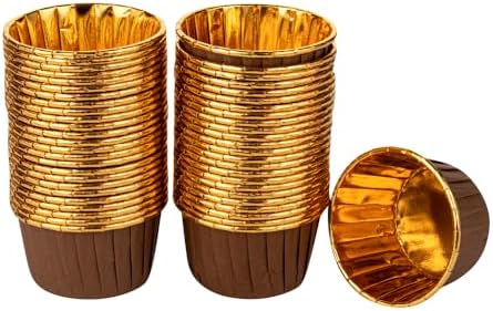 Panificio 3.5 Ounce Baking Cups, 500 Greaseproof Foil Cups - Lids Sold Separately, Oven-Ready, Brown Foil Paper Muffin Liners, Microwavable, Disposable - Restaurantware by Restaurantware