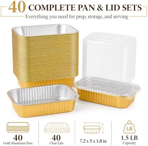 JARDLITE 40 Pack 1.5 LB 7.2"×5"×1.8" Aluminum Pans with Lids Heavy Duty - Image 3