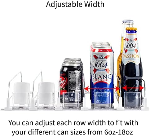 Baraiser Drink Organizer for Fridge, Self-Pushing Soda Can Organizer for Refrigerator, Width Adjustable Pusher Glide, Automatic Drink Dispenser (5 Rows, White) - Image 3