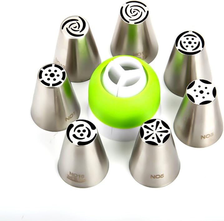 Stainless Steel Small Russian Tulip Flower Icing Tips Kit, 8 Pcs Set by ChooYes