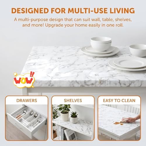 Coavas Shelf and Cabinet Liner, Easy Cut Protective, Marble 17.5 in x 10 ft - Image 7
