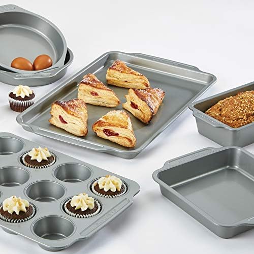 Farberware Nonstick Bakeware Set Includes Cookie Sheets/Baking Cake Muffin and Bread Pan, 8 Piece, Gray - Image 2